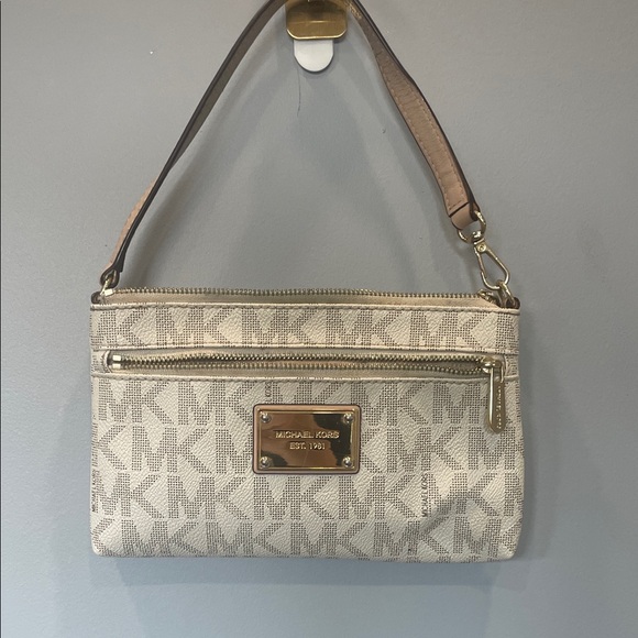 Michael Kors Handbags - Michael Kors Cream and Tan Shoulder Bag